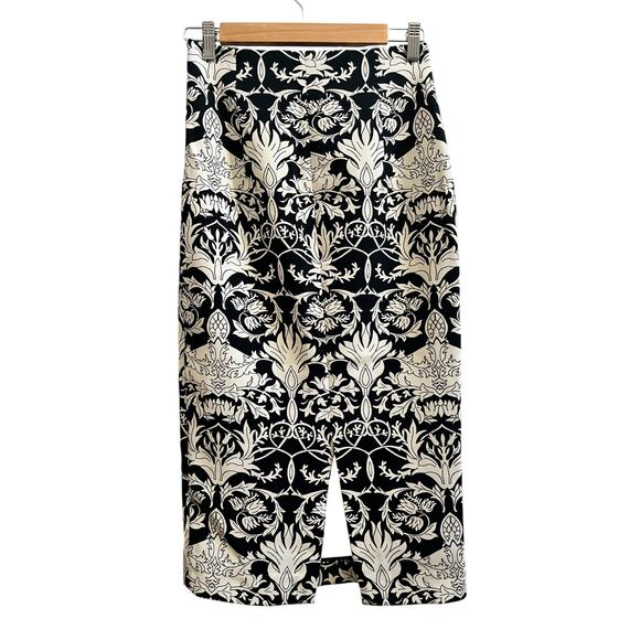 Zara Women Black White Floral Print Back Center Slit Pencil Skirt Size Small - Picture 3 of 12